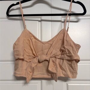American Eagle Outfitters Peach Tie-Front Cropped Cami Top